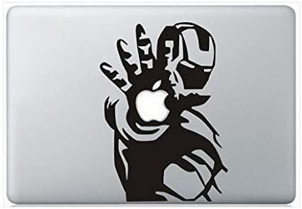 Iron man black vinyl transfer sticker on a laptop