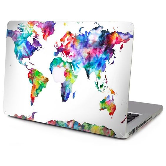 Colourful world laptop sticker on a MacBook
