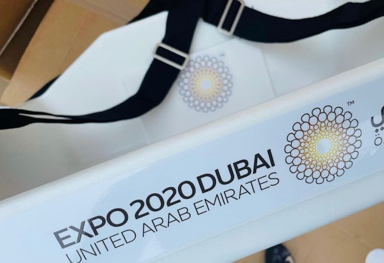 A custom Expo 2020 Dubai usherette tray
