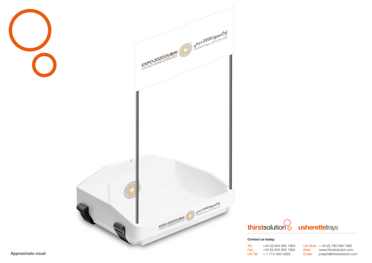 Design proof for a Expo 2020 Dubai usherette tray