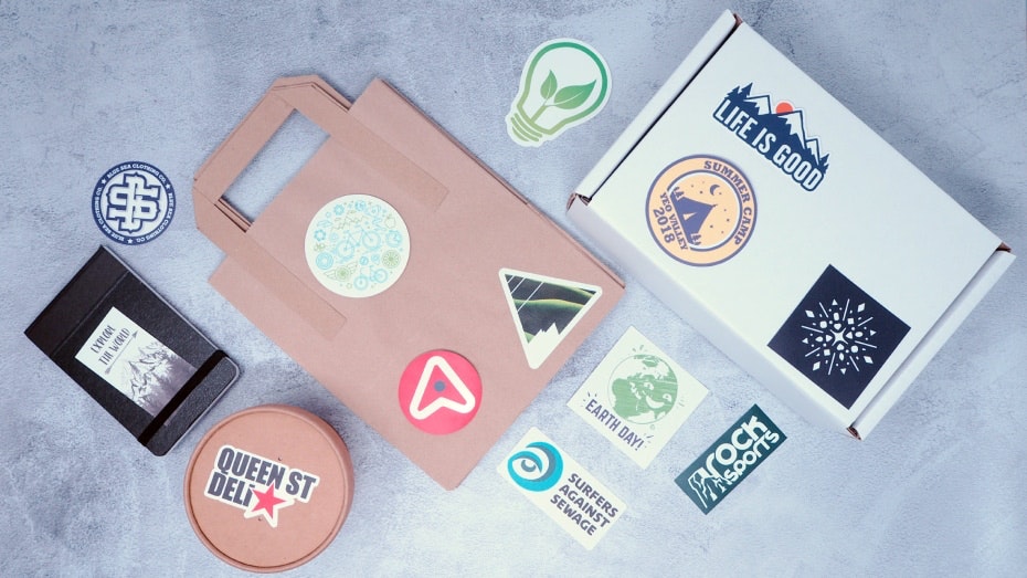 Biodegradable paper die cut stickers with lots of different designs