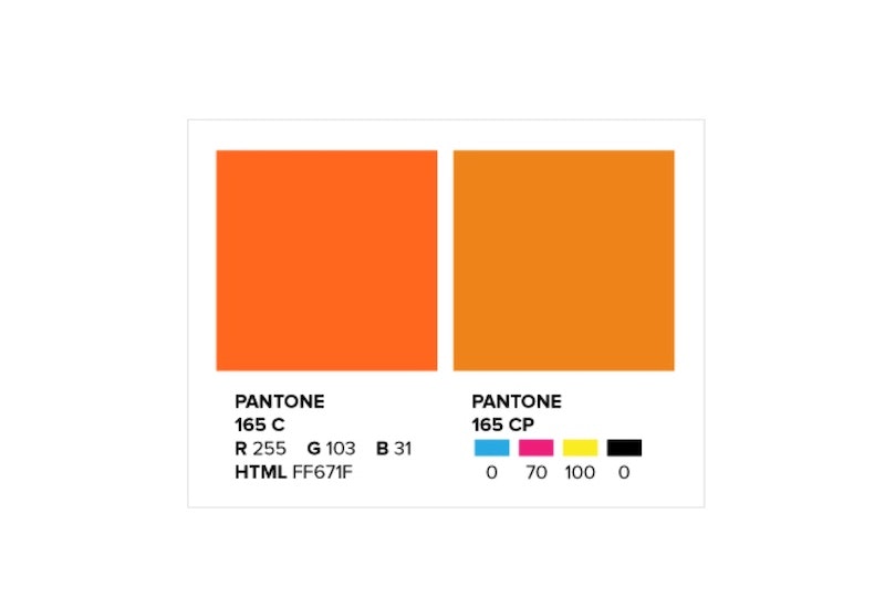 Pantone vs cmyk colour comparison