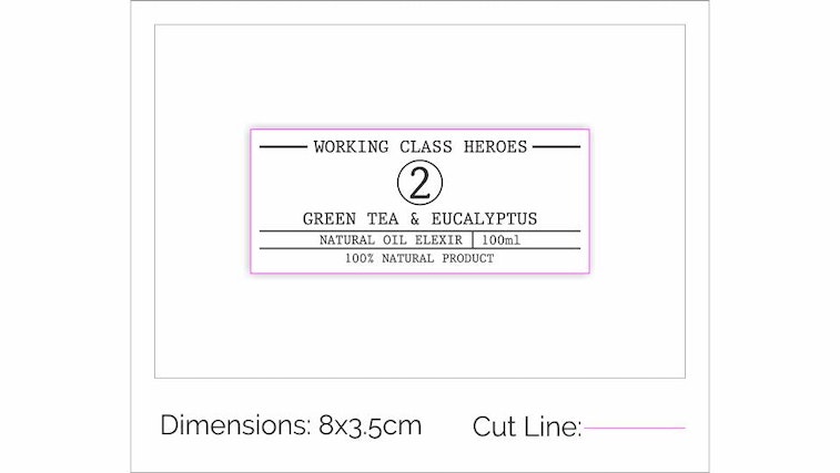 Example for a digital design proof for a rectangle label