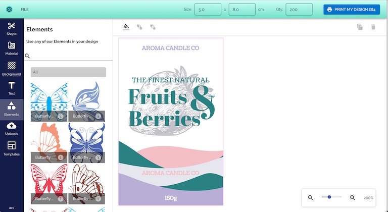 Screenshot of Graphic template with fruits and berries design